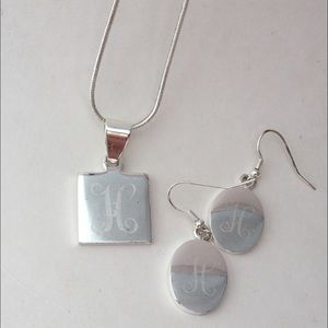 “H” Monogram Necklace/Earring Set